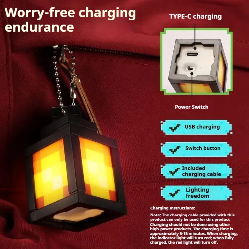 Pixel Lantern LED Keychain